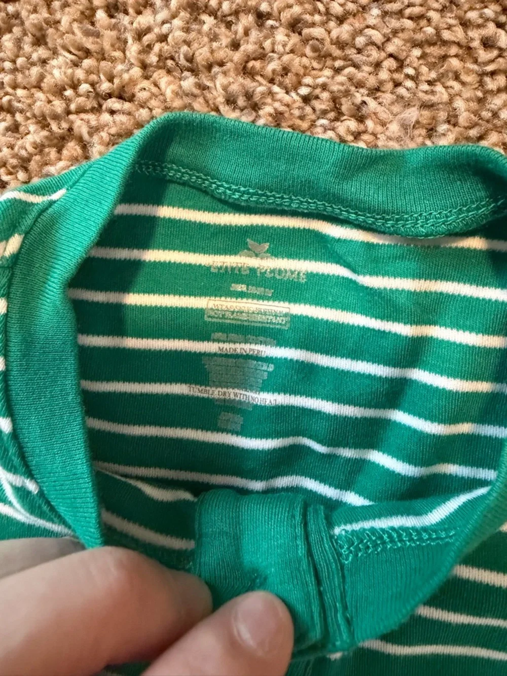 PETITE PLUME Pima Cotton Green & White Stripe Pajama Set